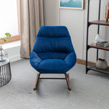 Tufted Upholstered Padded Seat Rocking Chair-Velvet Blue