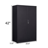 Metal Storage Cabinet with Locking Doors and Adjustable Shelf, Folding Filing Storage Cabinet , Rolling Storage Locker Cabinet for Home Office,School,Garage, Black