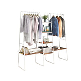 Metal Clothing Rack Garment ,Clothing Rack with 6 Shelves, 4 -Tiers Wood Shelves Heavy Duty Clothes Rack  for Hanging Clothes,Standing Coat Rack,Bedroom Clothes Storage and Organizer