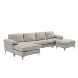 RELAX LOUNGE Convertible Sectional Sofa Light Grey Fabric