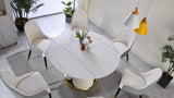 Modern sintered stone round dining table with stainless steel base