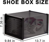Storage Shoe Box, Foldable Clear Sneaker Display Box, Stackable Storage Bins Shoe Container Organizer, 8 Pack - Black