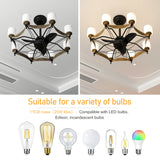 Matte Black Ceiling Fans With Remote Control 8 lights