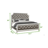 Queen 6 Piece Mirror Front Bedroom set made with Wood in Silver Color