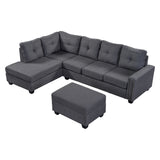 Grey Sectional Sofa Space Saving with Storage Ottoman