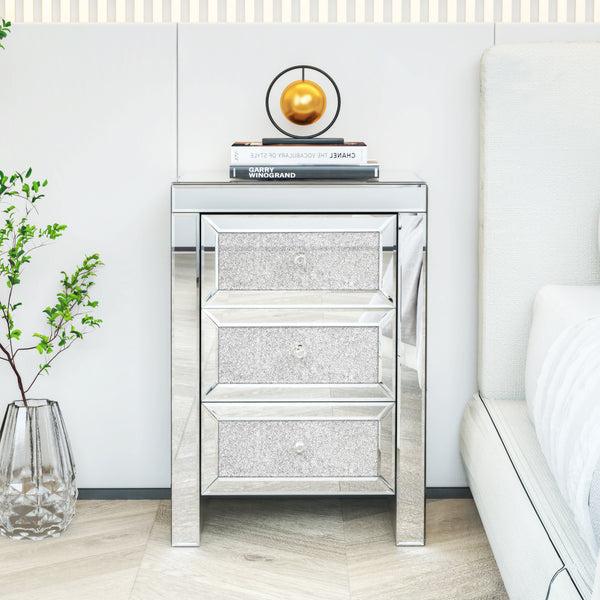 Silver Mirrored Nightstand