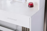 Large Vanity Desk with Mirror and Lights, Makeup Vanity Table with 10 Light Bulbs, 2 Drawers, 6 Storage Shelves & Cushioned Stool, Makeup Vanity with Lights for Bedroom, White