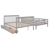 Full Over Full Bunk Bed with 2 Drawers and Staircase