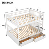 Full over Full Bunk Bed with Drawers