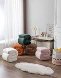S-shape Velvet Fabric Ottoman Makeup Stool Footstool,Light Pink