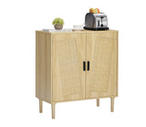 JHX Kitchen storage cabinets with rattan decorative doors, buffets, wine cabinets, dining rooms, hallways, cabinet console tables, （Natural，31.5''LX 15.8''WX 34.6"H）.