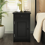 Nightstand, Classic Vintage Livingroom End Table Side Table with USB Ports and One Multifunctional Drawer with cup holders, Espresso