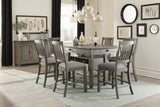 Dining Furniture Counter Height Table w Drawers Wine Rack Shelf and 4x Counter Height Chairs 5pc Dining Set Classic Style