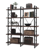 Home Office 5 Tier Bookshelf, X Design Etageres Storage Shelf, Industrial Bookcase for Office with Metal Frame