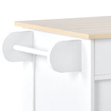 K&K Store Kitchen Island Cart with Two Storage Cabinets - Wine Rack, Two Drawers - Spice Rack - Towel Rack