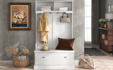 Hall Tree with 4 Hooks, Coat Hanger, Entryway Bench, Storage Bench
