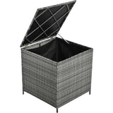 Outdoor 6-Piece Rattan Sofa Set, Garden Patio Wicker Sectional Furniture Set with Adjustable Seat, Storage Box, Removable Covers and Tempered Glass Top Table