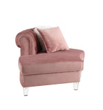 Pink Sectional Sofa w/7 Pillows, Pink Velvet