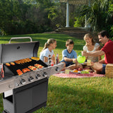 Propane Grill 4 Burner Barbecue Grill Stainless Steel Gas Grill with Side Burner and Thermometer for Outdoor BBQ, Camping