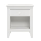 3 Pieces Traditional Concise Style White Bedroom Sets, Nightstand+Chest+Full Bed