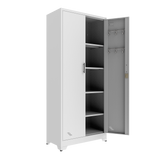 White  Metal Storage Cabinet with 2 Doors, 72”H Locking Steel Storage Cabinet for Office,Garage, Storage Cabinets with 4 Adjustable Shelves,Assembly Required