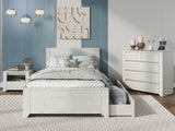 Twin 3 Piece Simple Wood Bedroom Set with Nightstand and Chest