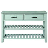 TREXM  Retro Console Table for Entryway with Drawers and Shelf Living Room Furniture (Antique Blue)