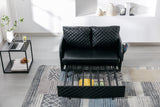 COOLMORE Convertible Sleeper Sofa Bed, Modern Velvet Loveseat Couch with Pull Out Bed, Small Love Seat Futon Sofa Bed with Headboard, 2 Pillows & Side Pockets for Living Room