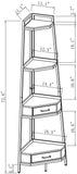 Corner Shelf with Two Drawers 72.64\'\' Tall, 4-tier Industrial Bookcase, Black