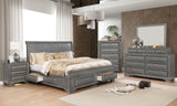 Gray Solid wood Nightstand Nickel Round Knob with Under Nightlight