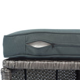 2-Piece All-Weather Wicker Conversation Set Rattan Sofa Set Outdoor Patio Half-moon Sectional Furniture Set w/ Side Table for Umbrella, Gray Rattan+Gray Cushion