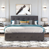 Queen Upholstered Platform Bed with 2 Drawers
