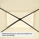 Iron Double Tiered Backyard Patio BBQ Grill Gazebo with Bar Counters, Beige