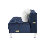 Blue Sectional Sofa w/2 Pillows, Navy Blue Velvet