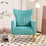 Modern Velvet Accent Chair with Arms, Wingback Reading Chair