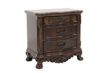 Elegant Nightstand with 3 Drawers Cherry Finish