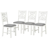 6-Piece Wooden Dining Table Set, Farmhouse Rectangular Dining Table, Four Chairs with Exquisitely Designed Hollow Chair Back and Bench for Home Dining Room