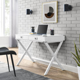 White Computer Desk with Storage, Sturdy Table for home office