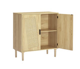 JHX Kitchen storage cabinets with rattan decorative doors, buffets, wine cabinets, dining rooms, hallways, cabinet console tables, （Natural，31.5''LX 15.8''WX 34.6"H）.
