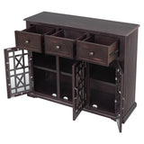 U-style Wood 35.4" Storage Cabinet with 3 Doors, 3 Drawers and Interior Shelf, Entryway Kitchen Dining Room