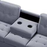 Grey Sectional Sofa with Reversible Chaise with Storage Ottoman