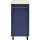 Kitchen Island Cart with Storage Cabinet and Two Locking Wheels, Solid wood desktop, Microwave cabinet