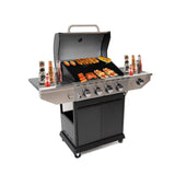 Propane Grill 4 Burner Barbecue Grill Stainless Steel Gas Grill with Side Burner and Thermometer for Outdoor BBQ, Camping