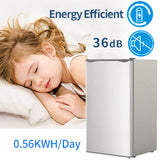 Compact refrigerator with freezer, 3.2 Cu.ft Mini Fridge with Reversible Door, 5 Settings Temperature Adjustable for Kitchen, Bedroom, Dorm, Apartment, Bar, Office, RV