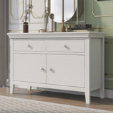 4 Pieces Traditional Concise Style White Bedroom Sets, Nightstand+ Dresser+ Mirror+ Full Bed