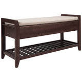 TREXM  Shoe Rack with Cushioned Seat and Drawers, Multipurpose Entryway Storage Bench (Espresso)
