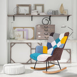 Rocking Chair, Tufted Upholstered Rocking Chair for Nursery, Comfy Wingback Glider Rocker with Safe Solid Wood Base for Living Room Bedroom Balcony