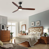 52 In.Intergrated LED Ceiling Fan Lighting with Solid Wood Blade