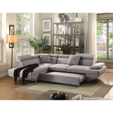 Grey Sectional Sofa w/Sleeper in Gray Fabric