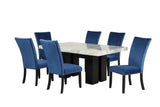 7-piece Dining Table Set with 1 Faux Marble Dining Rectangular Table and 6 Upholstered Chairs